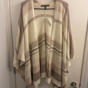 White House Black Market Beige and Cream Poncho